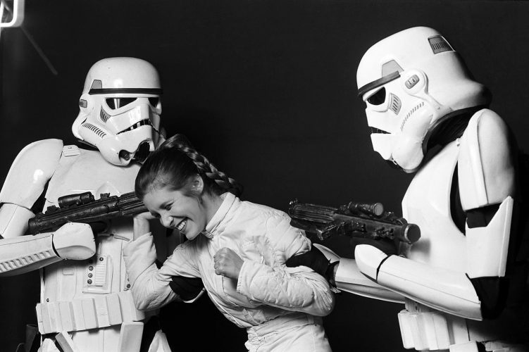 Carrie Fisher sul set di Star Wars