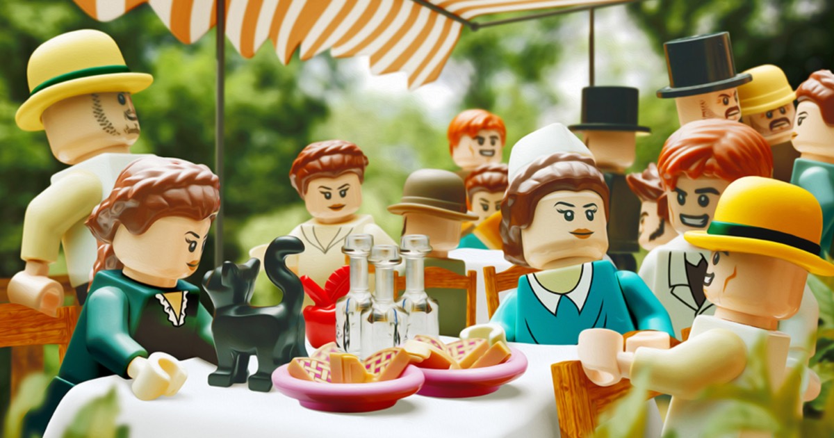 La colazione dei Canottieri di Renoir ricreata con mattoncini LEGO.